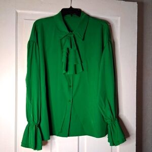 Green Women's Ruffle Blouse